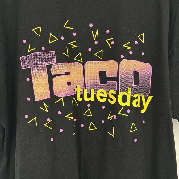 Mens Taco Tuesday Grunt Style Graphic T-Shirt Black Printed - Picture 2 of 7